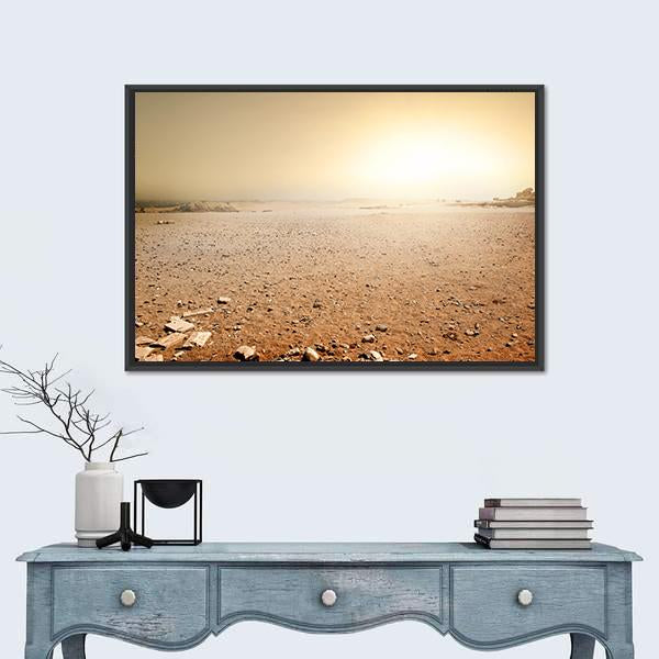 Sandy Desert In Egypt At The Sunset Canvas Wall Art-1 Piece-Floating Frame-24" x 16"-Tiaracle
