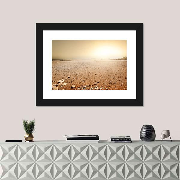 Sandy Desert In Egypt At The Sunset Canvas Wall Art-1 Piece-Framed Print-20" x 16"-Tiaracle