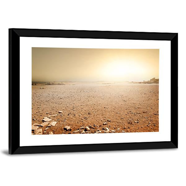 Sandy Desert In Egypt At The Sunset Canvas Wall Art-3 Horizontal-Gallery Wrap-25" x 16"-Tiaracle