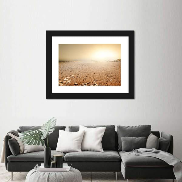Sandy Desert In Egypt At The Sunset Canvas Wall Art-3 Horizontal-Gallery Wrap-25" x 16"-Tiaracle