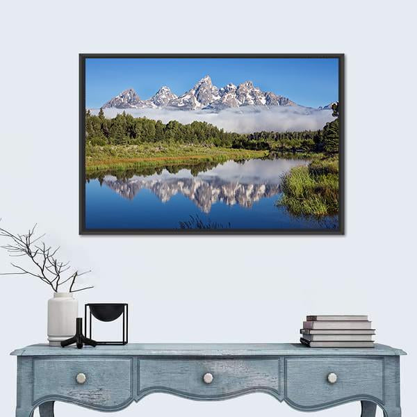 Sank River In Grand Teton National Park Wyoming Canvas Wall Art-1 Piece-Floating Frame-24" x 16"-Tiaracle