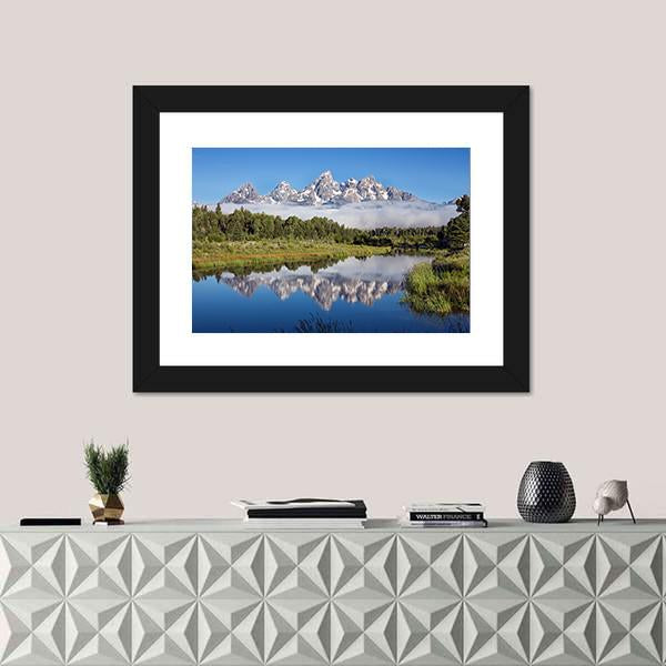 Sank River In Grand Teton National Park Wyoming Canvas Wall Art-1 Piece-Framed Print-20" x 16"-Tiaracle