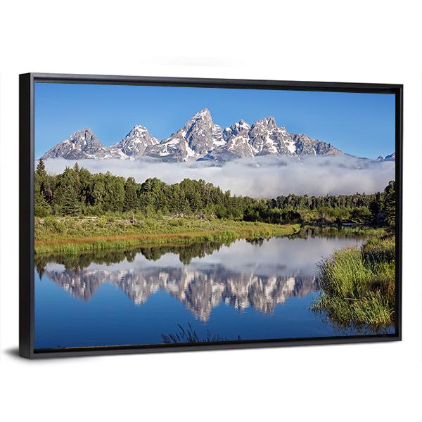 Sank River In Grand Teton National Park Wyoming Canvas Wall Art-3 Horizontal-Gallery Wrap-25" x 16"-Tiaracle