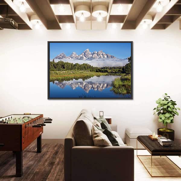 Sank River In Grand Teton National Park Wyoming Canvas Wall Art-3 Horizontal-Gallery Wrap-25" x 16"-Tiaracle