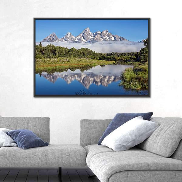 Sank River In Grand Teton National Park Wyoming Canvas Wall Art-3 Horizontal-Gallery Wrap-25" x 16"-Tiaracle