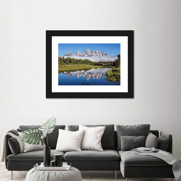 Sank River In Grand Teton National Park Wyoming Canvas Wall Art-3 Horizontal-Gallery Wrap-25" x 16"-Tiaracle