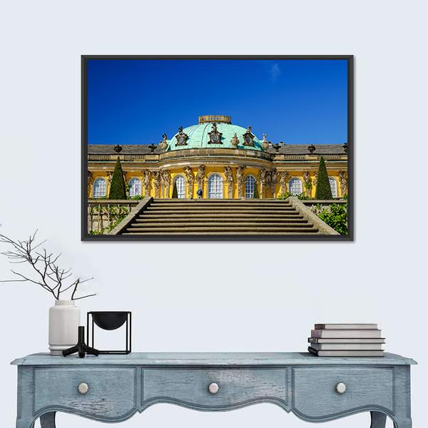 Sans-Souci Palace In Posdam In Germany Canvas Wall Art-1 Piece-Floating Frame-24" x 16"-Tiaracle