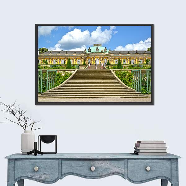 Sanssouci Palace Canvas Wall Art-1 Piece-Floating Frame-36" x 24"-Tiaracle