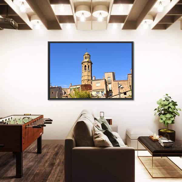 Sant Pere Church Of Calaf Canvas Wall Art-1 Piece-Floating Frame-24" x 16"-Tiaracle