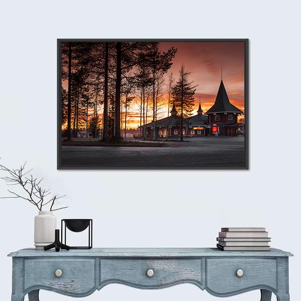 Santa Claus Village In Finland Canvas Wall Art-1 Piece-Floating Frame-24" x 16"-Tiaracle