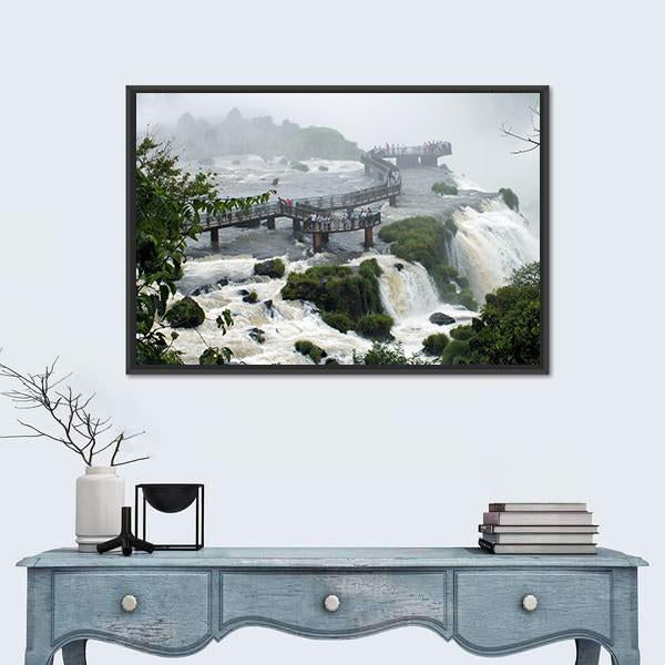 Santa Maria Falls In Brazil Canvas Wall Art-1 Piece-Floating Frame-24" x 16"-Tiaracle