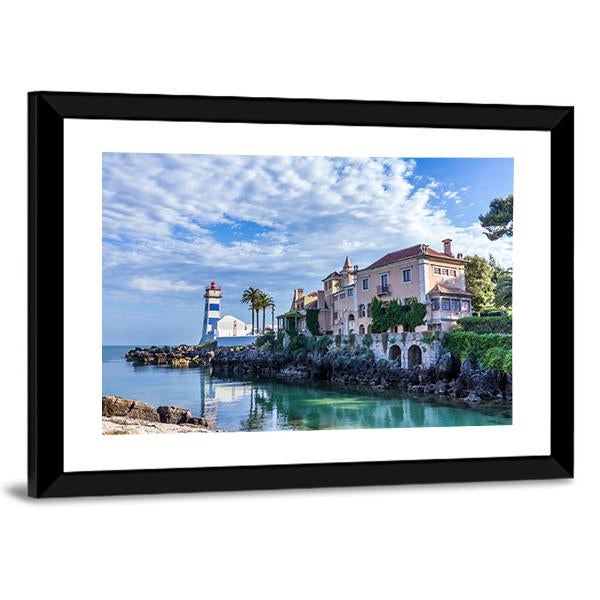 Santa Marta Lighthouse And Museum In Cascais Canvas Wall Art-3 Horizontal-Gallery Wrap-25" x 16"-Tiaracle