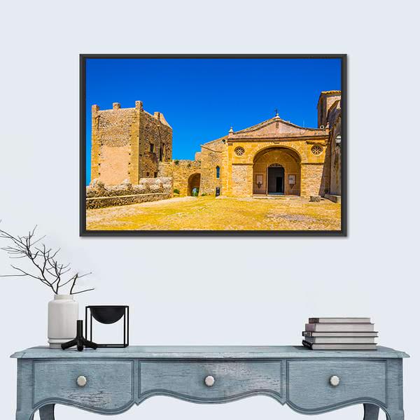 Santuari Del Puig De Maria At Mallorca Canvas Wall Art-1 Piece-Floating Frame-24" x 16"-Tiaracle