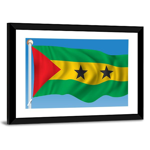 Sao Tome And Principe Flag Canvas Wall Art-5 Horizontal-Gallery Wrap-22" x 12"-Tiaracle
