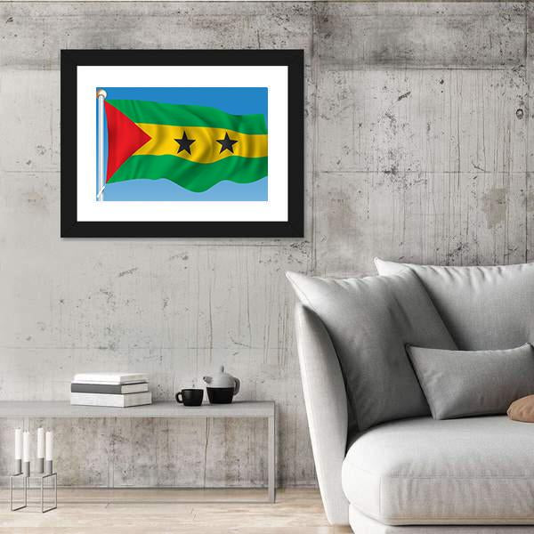 Sao Tome And Principe Flag Canvas Wall Art-5 Horizontal-Gallery Wrap-22" x 12"-Tiaracle
