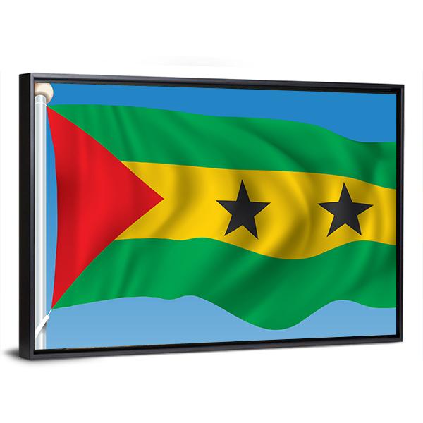 Sao Tome And Principe Flag Canvas Wall Art-5 Horizontal-Gallery Wrap-22" x 12"-Tiaracle