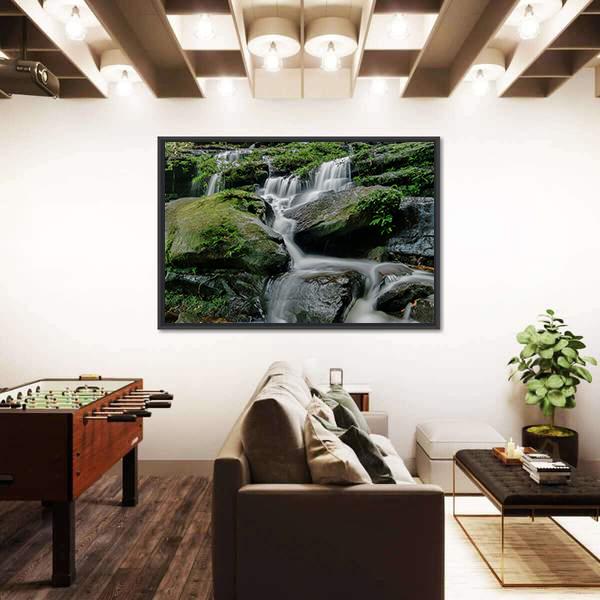 Sarai Berunyau Waterfall Canvas Wall Art-3 Horizontal-Gallery Wrap-25" x 16"-Tiaracle