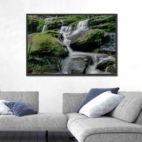Sarai Berunyau Waterfall Canvas Wall Art-3 Horizontal-Gallery Wrap-25" x 16"-Tiaracle