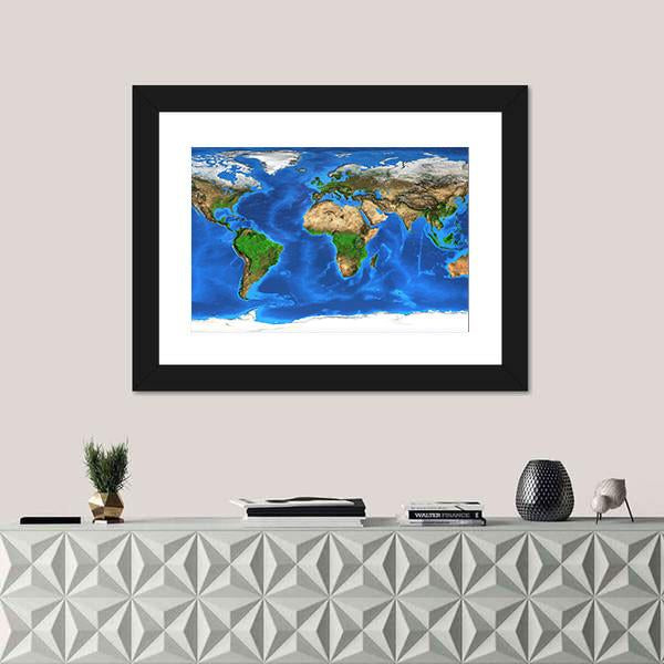 Satellite View Of The Earth Canvas Wall Art-1 Piece-Framed Print-30" x 20"-Tiaracle