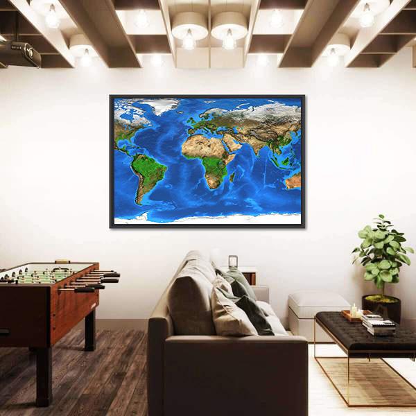 Satellite View Of The Earth Canvas Wall Art-5 Horizontal-Gallery Wrap-22" x 12"-Tiaracle
