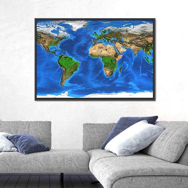 Satellite View Of The Earth Canvas Wall Art-5 Horizontal-Gallery Wrap-22" x 12"-Tiaracle