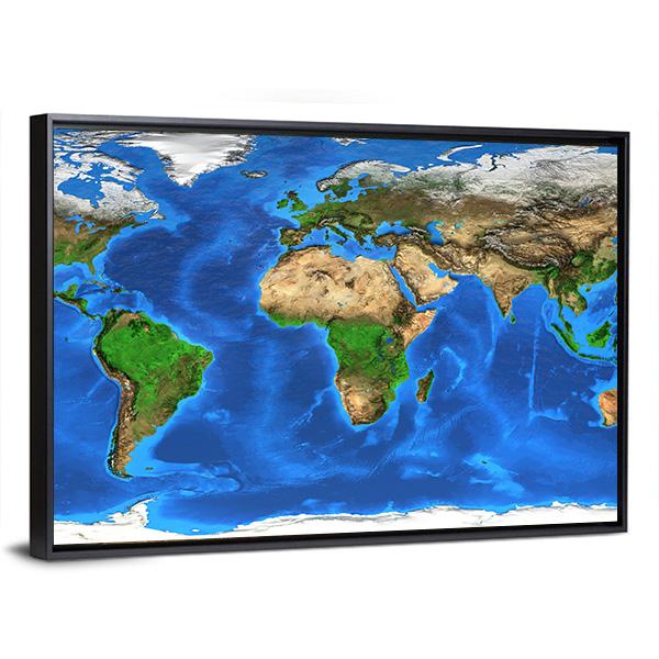 Satellite View Of The Earth Canvas Wall Art-5 Horizontal-Gallery Wrap-22" x 12"-Tiaracle