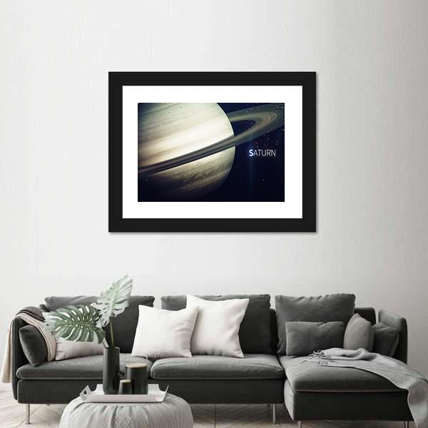 Saturn With Its Rings Canvas Wall Art-1 Piece-Framed Print-20" x 16"-Tiaracle