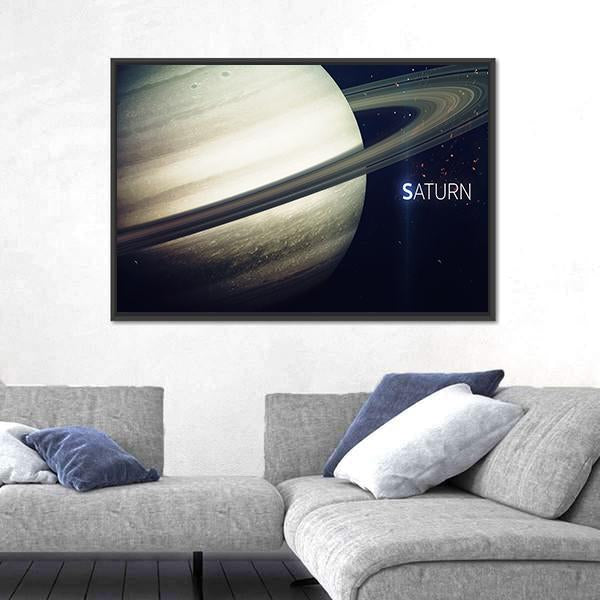 Saturn With Its Rings Canvas Wall Art-3 Horizontal-Gallery Wrap-25" x 16"-Tiaracle