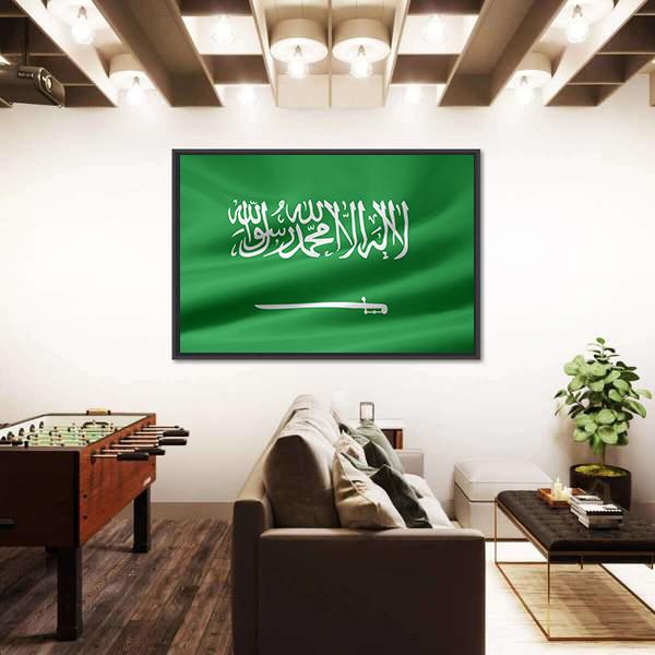 Saudi Arabia Flag Canvas Wall Art-1 Piece-Floating Frame-24" x 16"-Tiaracle