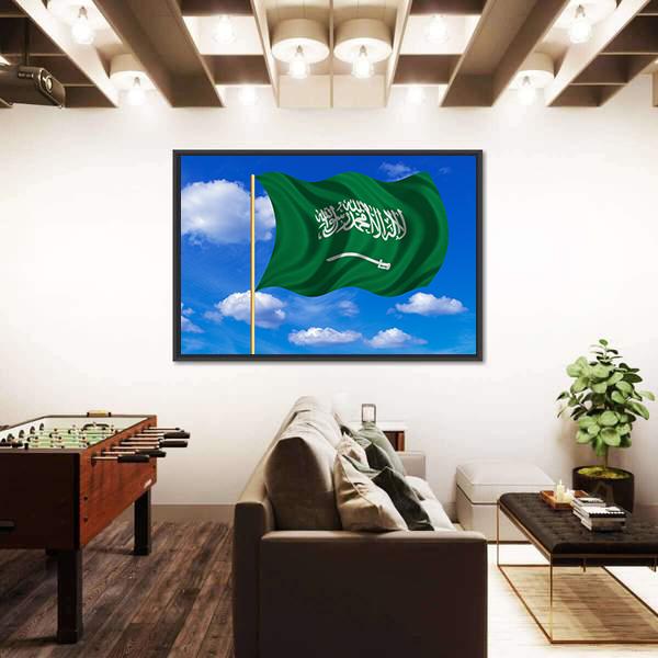 Saudi Arabian Flag Canvas Wall Art-5 Horizontal-Gallery Wrap-22" x 12"-Tiaracle
