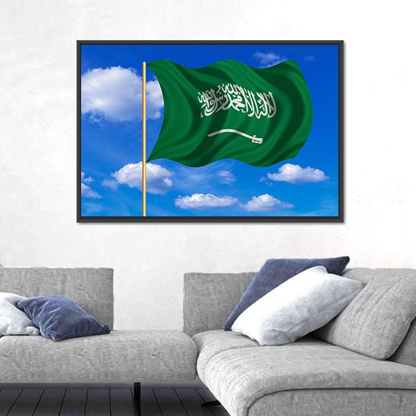 Saudi Arabian Flag Canvas Wall Art-5 Horizontal-Gallery Wrap-22" x 12"-Tiaracle
