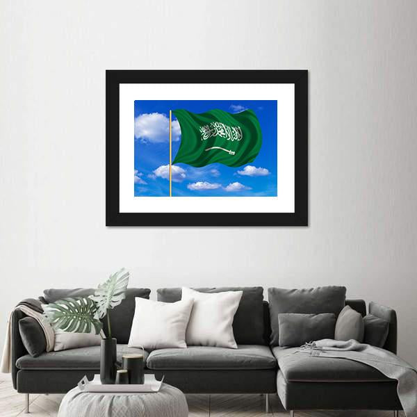 Saudi Arabian Flag Canvas Wall Art-5 Horizontal-Gallery Wrap-22" x 12"-Tiaracle