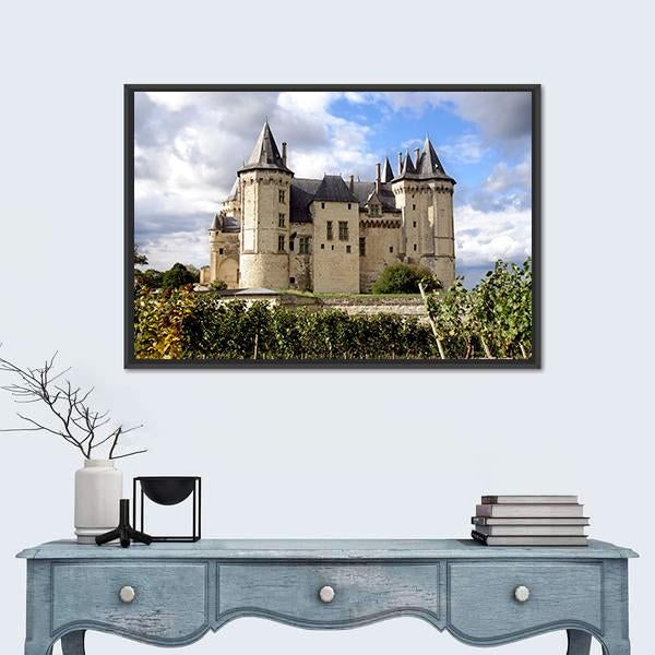 Saumur Chateau Castle In Summer Canvas Wall Art-1 Piece-Floating Frame-36" x 24"-Tiaracle