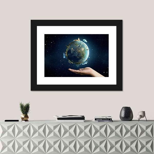 Saving Home Planet Earth Canvas Wall Art-1 Piece-Framed Print-20" x 16"-Tiaracle