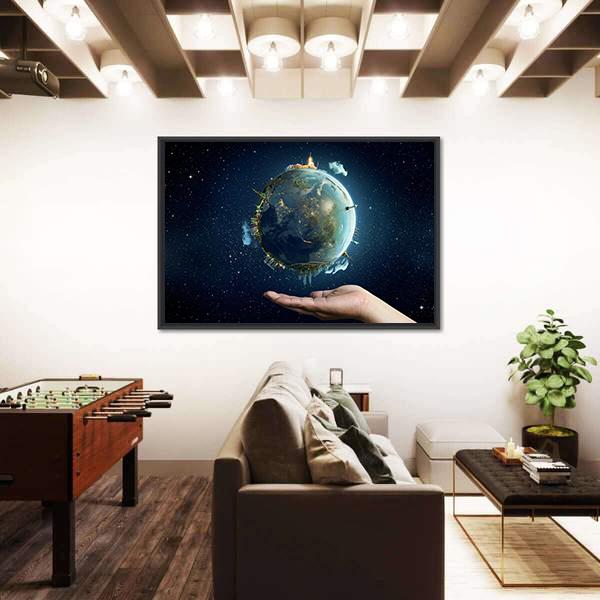 Saving Home Planet Earth Canvas Wall Art-3 Horizontal-Gallery Wrap-25" x 16"-Tiaracle