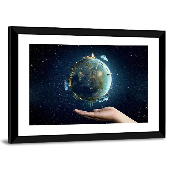 Saving Home Planet Earth Canvas Wall Art-3 Horizontal-Gallery Wrap-25" x 16"-Tiaracle