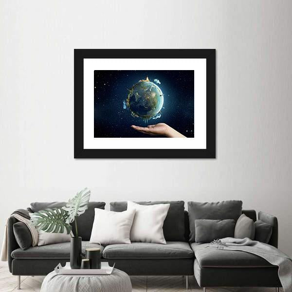 Saving Home Planet Earth Canvas Wall Art-3 Horizontal-Gallery Wrap-25" x 16"-Tiaracle