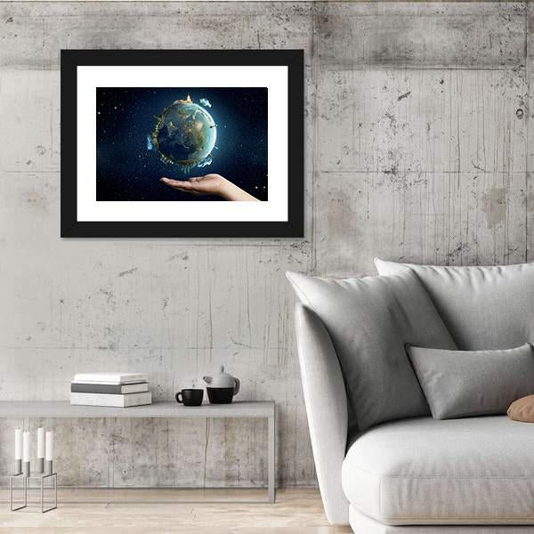 Saving Home Planet Earth Canvas Wall Art-3 Horizontal-Gallery Wrap-25" x 16"-Tiaracle