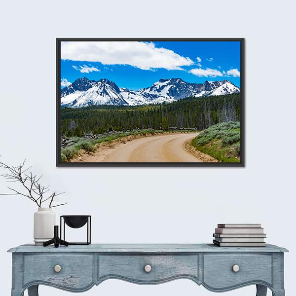 Sawtooth Scenic Byway In Idaho Canvas Wall Art-1 Piece-Floating Frame-24" x 16"-Tiaracle