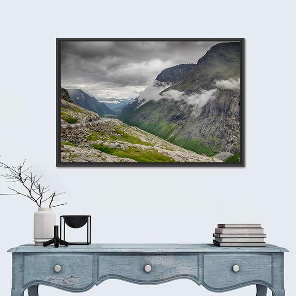 Scandinavia Mountain Landscapes Canvas Wall Art-1 Piece-Floating Frame-24" x 16"-Tiaracle