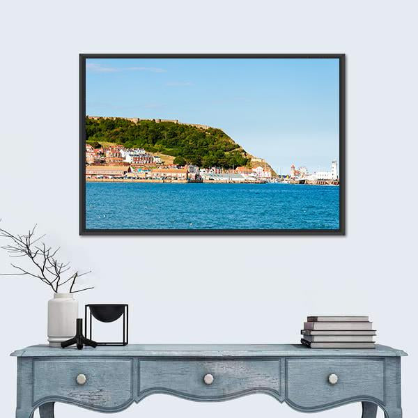 Scarborough South Bay Harbor Canvas Wall Art-1 Piece-Floating Frame-24" x 16"-Tiaracle
