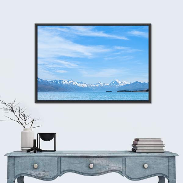 Scene Of Mt Cook Beside The Lake Canvas Wall Art-1 Piece-Floating Frame-24" x 16"-Tiaracle
