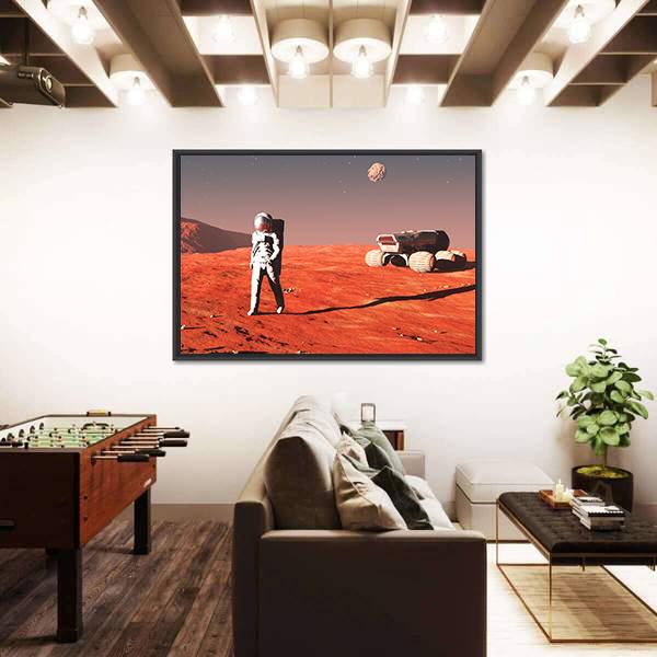 Scene Of The Astronaut On Mars Canvas Wall Art-1 Piece-Floating Frame-24" x 16"-Tiaracle