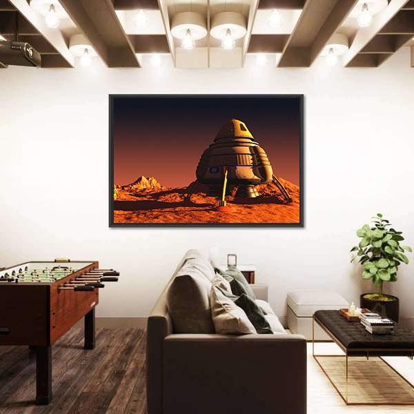 Scene Of The Astronaut On Mars Canvas Wall Art-1 Piece-Floating Frame-24" x 16"-Tiaracle