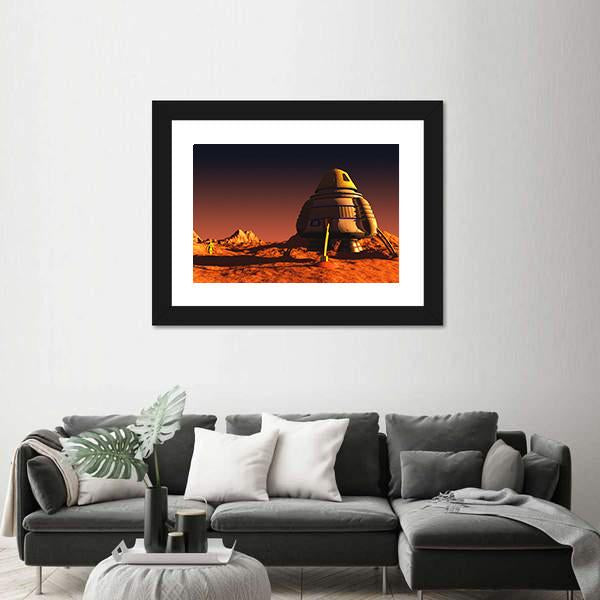 Scene Of The Astronaut On Mars Canvas Wall Art-1 Piece-Framed Print-20" x 16"-Tiaracle