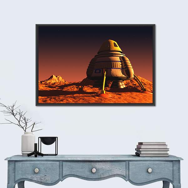 Scene Of The Astronaut On Mars Canvas Wall Art-5 Horizontal-Gallery Wrap-22" x 12"-Tiaracle