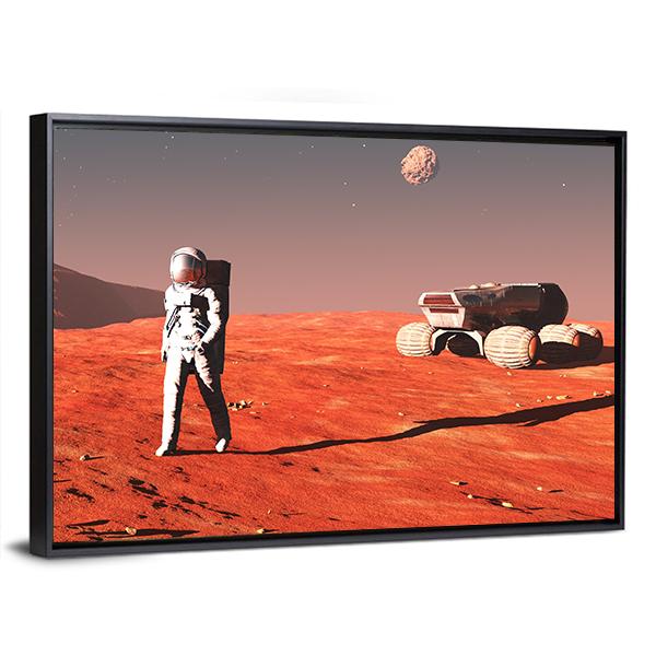 Scene Of The Astronaut On Mars Canvas Wall Art-5 Horizontal-Gallery Wrap-22" x 12"-Tiaracle
