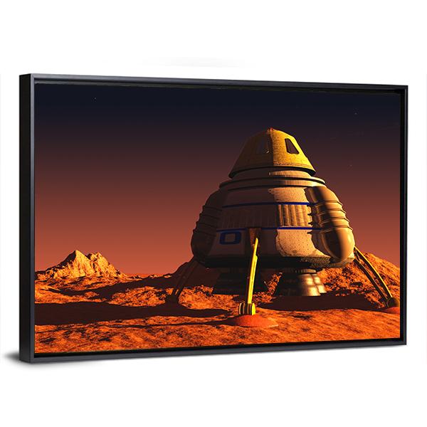 Scene Of The Astronaut On Mars Canvas Wall Art-5 Horizontal-Gallery Wrap-22" x 12"-Tiaracle