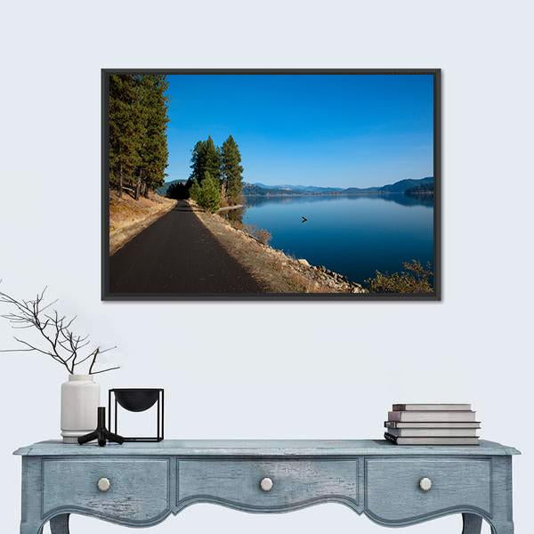 Scenery Of A Clam Blue Lake Canvas Wall Art-1 Piece-Floating Frame-24" x 16"-Tiaracle