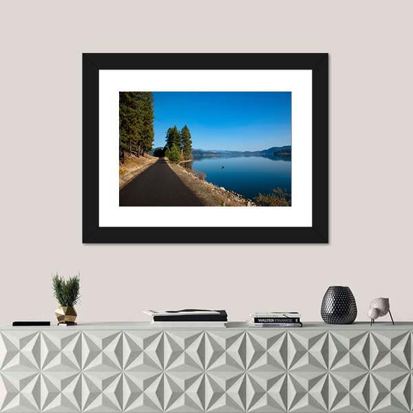 Scenery Of A Clam Blue Lake Canvas Wall Art-1 Piece-Framed Print-20" x 16"-Tiaracle